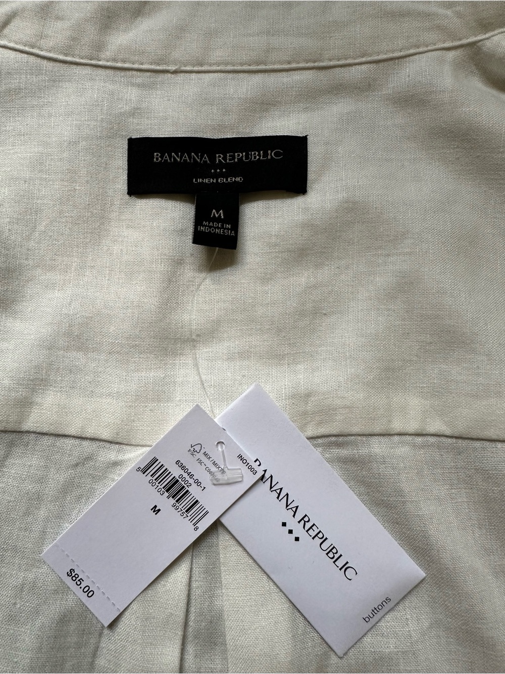NWT Banana Republic Cream Linen Blend Tuxedo Shirt Size M - Picture 8 of 9